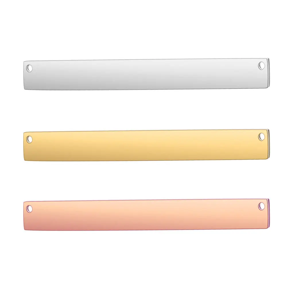 

Stainless Steel Mirror Polish Rectangle Pendant 7x36mm Blank Bar Two Holes in Side Rose Gold Color DIY Jewelry Accessories 10pcs