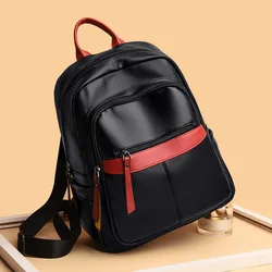 Genuine Leather Bag for Women Backpacks Fashion College Students Backpacks School Bags Color Contrast Ladies Office Laptop Bag