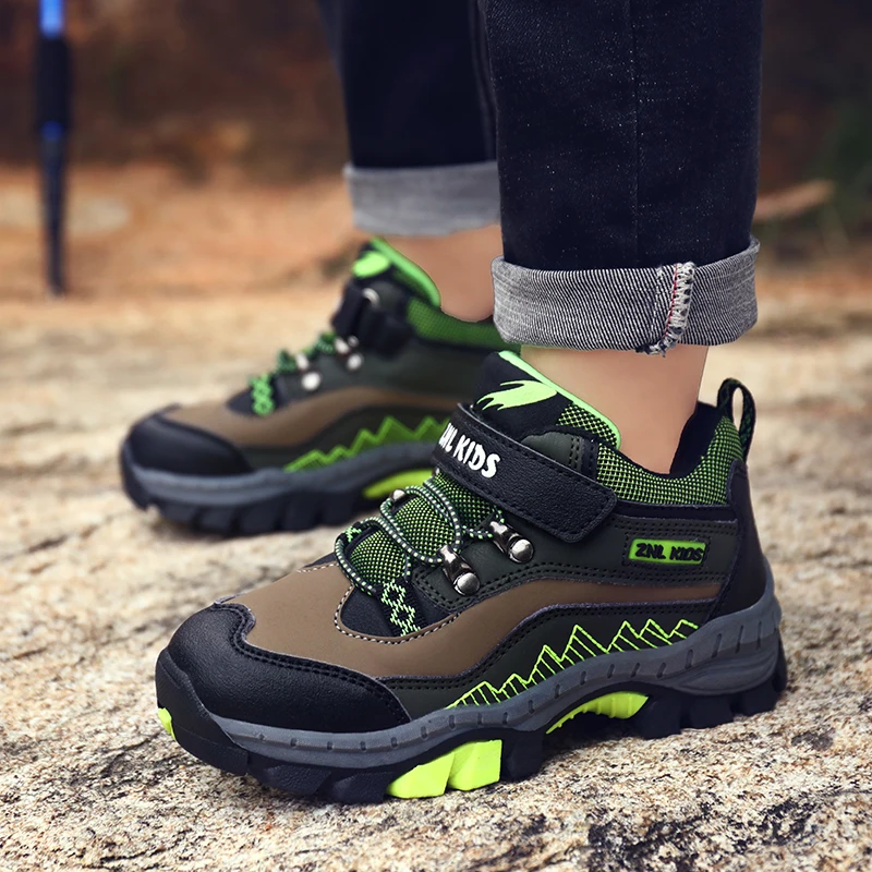 

Kid's Sneakers Boys Hiking Shoes Anti-skid Claw Sole Children Outdoor Boots Waterproof Leather Sports Camping Boots