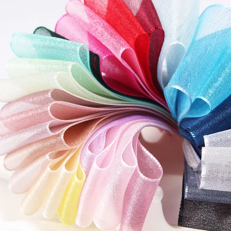 Organza Ribbon 5 yards/roll gift wrapping decoration DIY Christmas silk lace fabric 6/16/25/38 mm ribbon decoration ribbon supplies christmas ribbon organza ribbon wrapping ribbon lace trim ribbon