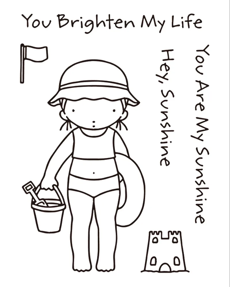 

10x8 Girl goes swimming New Transparent Clear Rubber Stamp Sheet Cling Scrapbooking Photo Album PaperCard DIY Craft