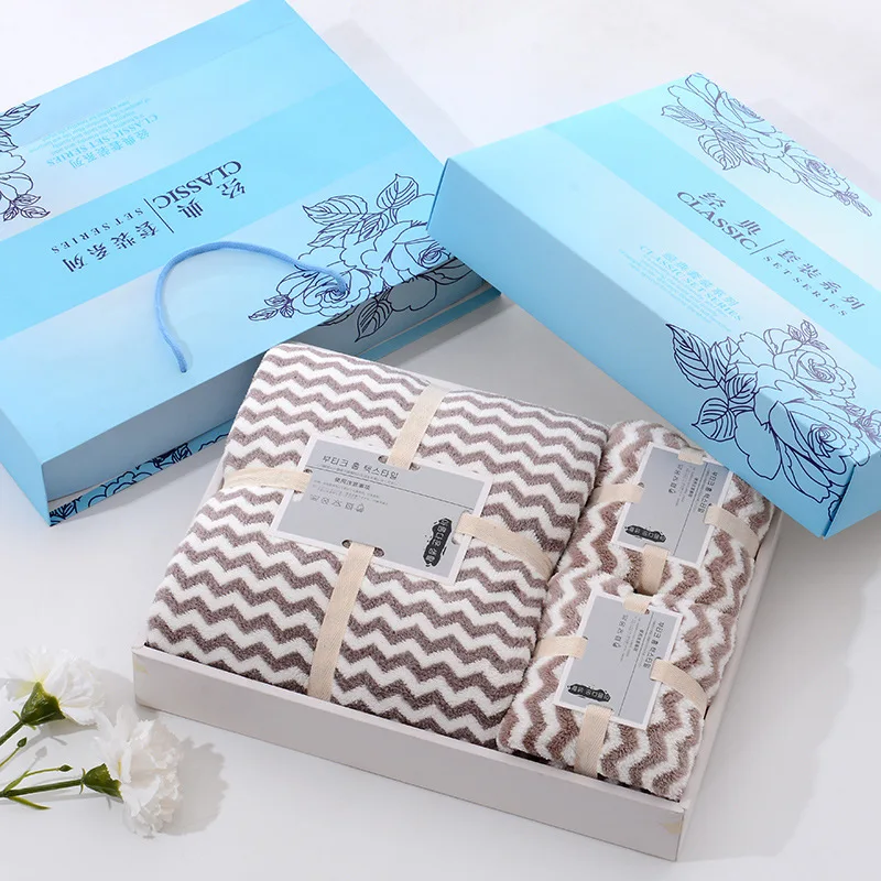 

Towel Three-piece Suit of Bath Towel-Gift Box Birthday Gift Gift Return Birthday Wedding Universal