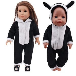Doll Clothes 1Pieces Cotten Plush Cute Pet Pajama Zebra Suit Fit 18Inch American Bourne&43Cm Born Baby Travel Set Toys For Girls