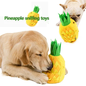 

Pet Dog Sniffing Toy Pineapple Style Soft Bite-resistant Vocal Pet Dog Interactive Training Toy