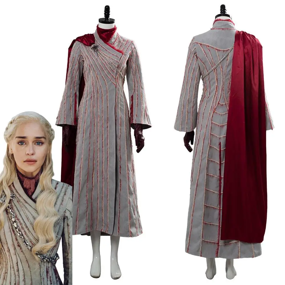 

Game of Thrones Season 8 Daenerys Targaryen Cosplay Costume Dragonstone Snow Dress Cloak Halloween Carnival Costume Adult Women