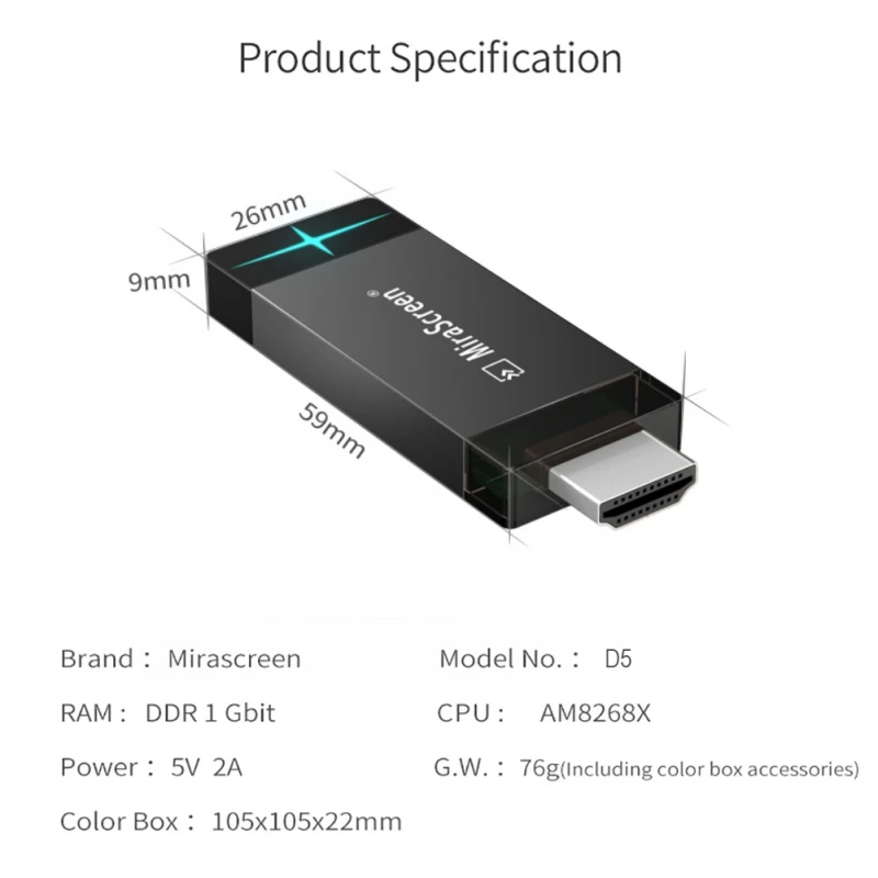 Mirascreen D5 Wifi 2,4G/5G pantalla Tv Dongle 1080P Miracast Airplay duplición DLNA a Hdtv для телефона Android Ios Crome fun