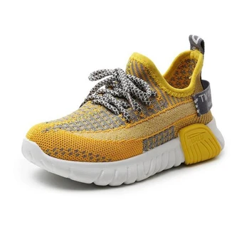 

New children's sports shoes boys flying woven casual mesh breathable board shoes students running girls shoes non-slip shoes