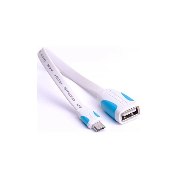 Адаптер переходник Vention OTG USB 2.0 AF/micro B 5pin плоский - 0.1 м белый | Мобильные телефоны и