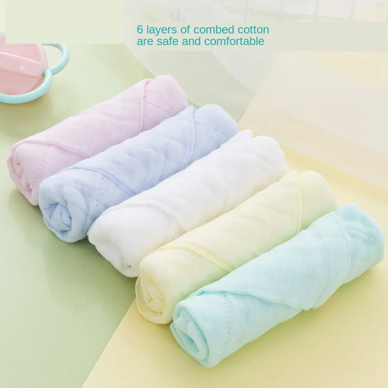 Newborn Baby Infant Cartoon Face Hand Bathing Towel Bibs Feeding Square Towels Handkerchief 100% Cotton Gauze Towel25*25CM