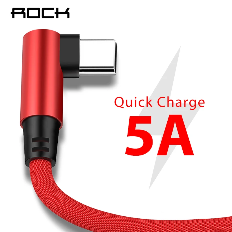 Кабель ROCK 5A USB Type C для Samsung S20 Plus Xiaomi провод быстрой зарядки Внешнее зарядное