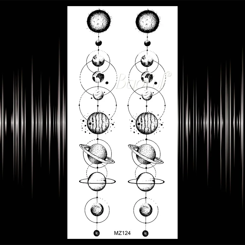 Водостойкие реалистичные поддельные татуировки для мужчин и женщин, временные татуировки космонавта, планеты, наклейки, Вселенная, земля, астронавт, боди-арт, татуировки