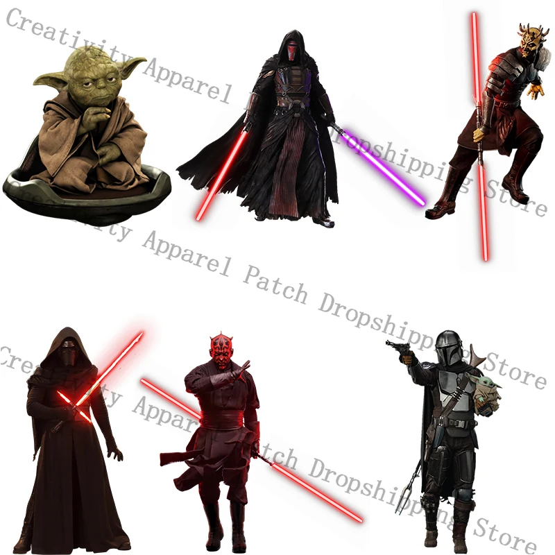Star Wars Disney Movie Yoda Luke Skywalker Heat Transfer Patches for Men Jackets Clothes Decor Patch Print Sweatshirt Stickers | Дом и сад