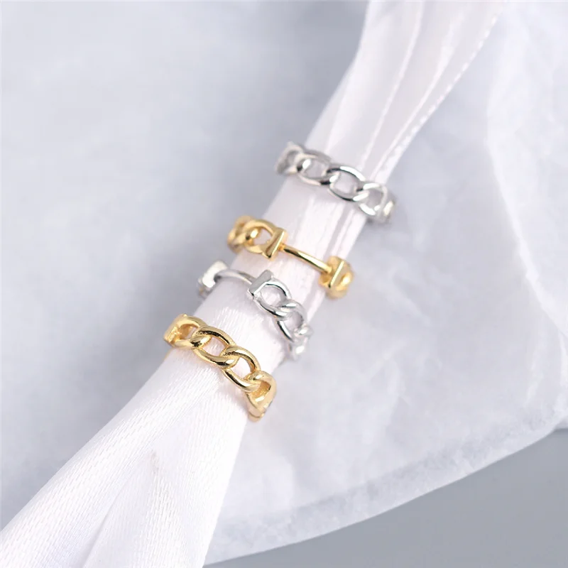 WANTME Real 100% 925 Sterling Silver Punk Hip-Hop Cuba Chain Gothic Studs Earrings for Fashion Women Jewelry Accessories 2020