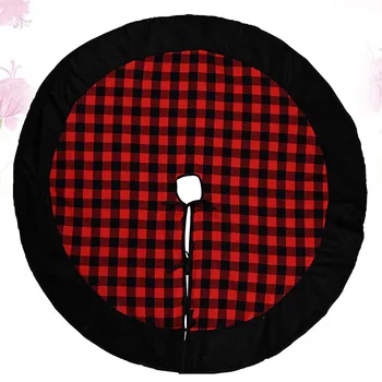 

1Pc Tree Dress Base Apron Tree Apron Tree Base Plaid Round Shape Christmas Decorative Red and Black Tree Mat for Christmas Home