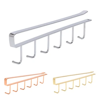 

Hooks Cup Holder Hanging Bathroom Hanger Kitchen Organizer Cabinet Door Shelf Removed Storage Rack Home Decor X6X08029