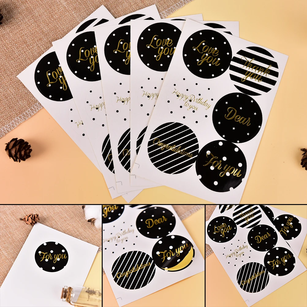

10 sheets only classic simple blessing word bronzing style stickers party gif