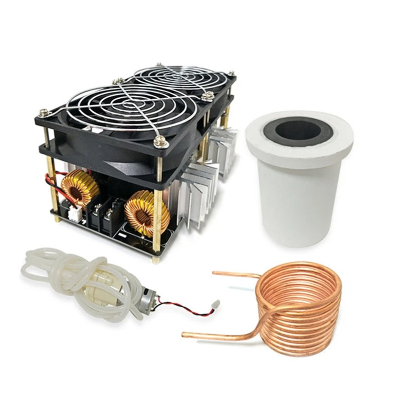 

2500W ZVS Induction Heater High Frequency Induction Heating PCB Board Melted Metal + Coil+ Crucible+Pump