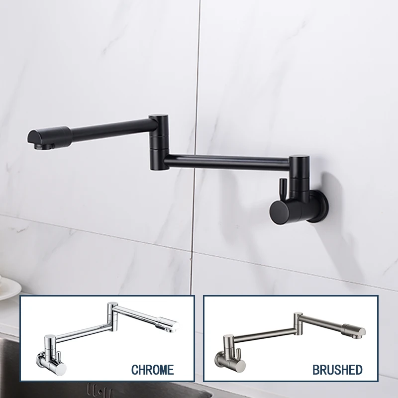 Pot Filler Tap Wall Mounted Foldable Kitchen Faucet Single Cold Single