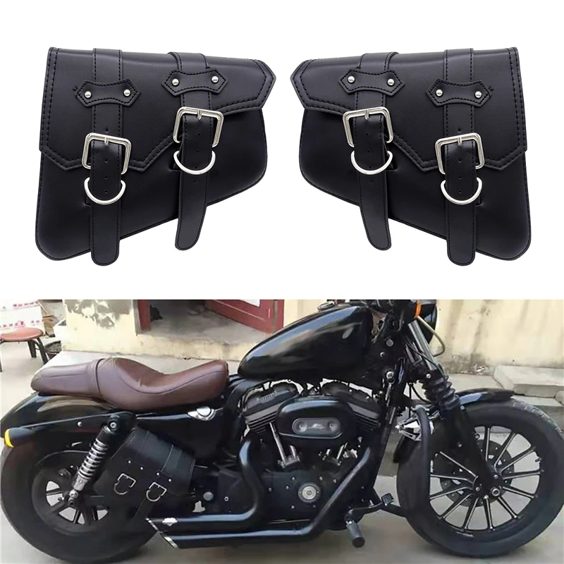 PU Leather Luggage Tool Storage Motorcycle Bar Mount Saddle Bags Bicycle Bike