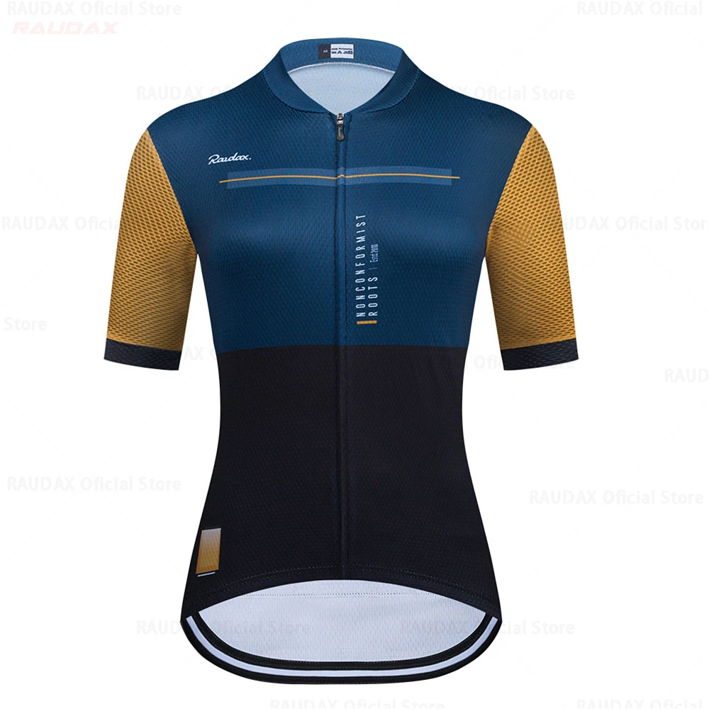 Raudax Women's Cycling Clothing Short Sleeve Ropa Ciclismo Summer Cycling Jersey Triathlon Bike Jersey Uniform Kit