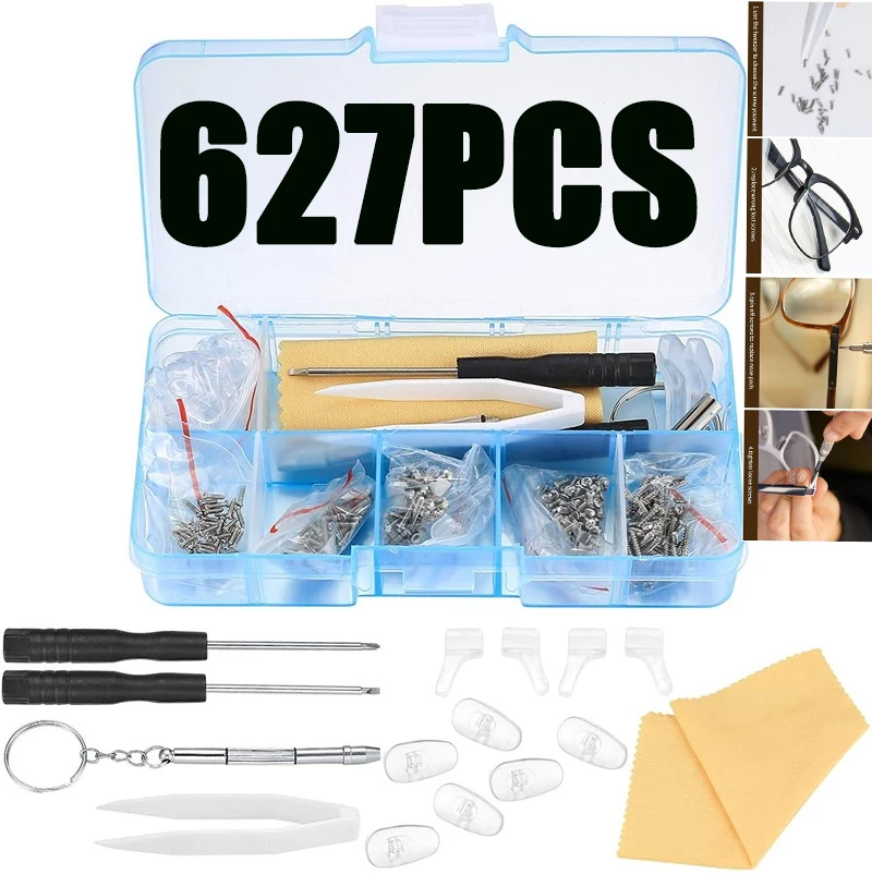 627PcsEyeglasssSunglassGlassesRepairToolKitSetSpectaclesRepair