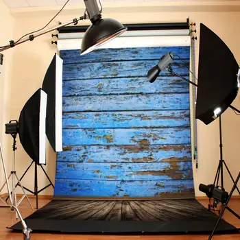 

5x7ft 2.1x1.5cm Blue Wood Floor photography Backdrop Background Studio Photo Prop
