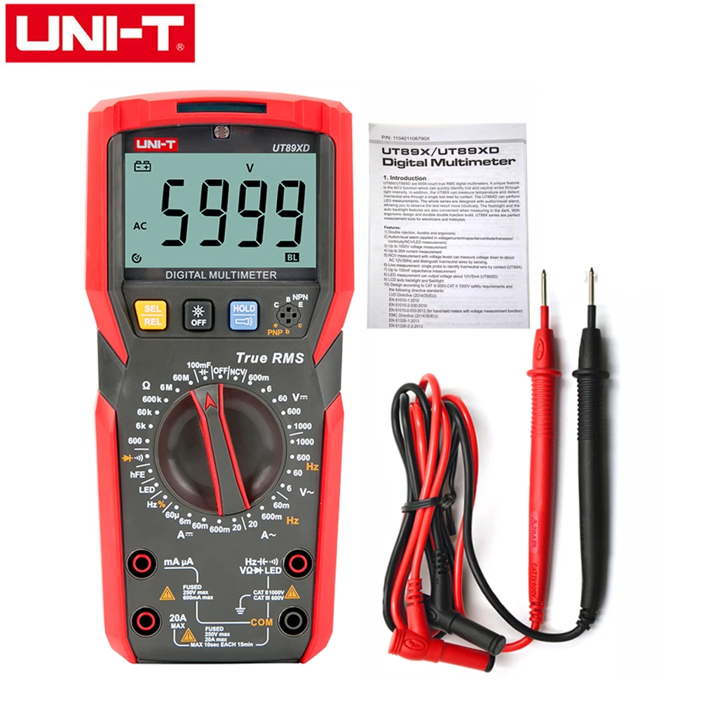 UNI-T UT89X Digital Multimeter - True RMS NCV Voltage Tester With Temperature Measurement