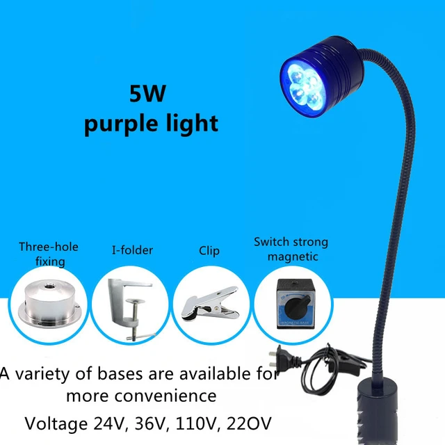 Lampe LED UV à polymérisation, alliage d'aluminium, 5W, avec Base
