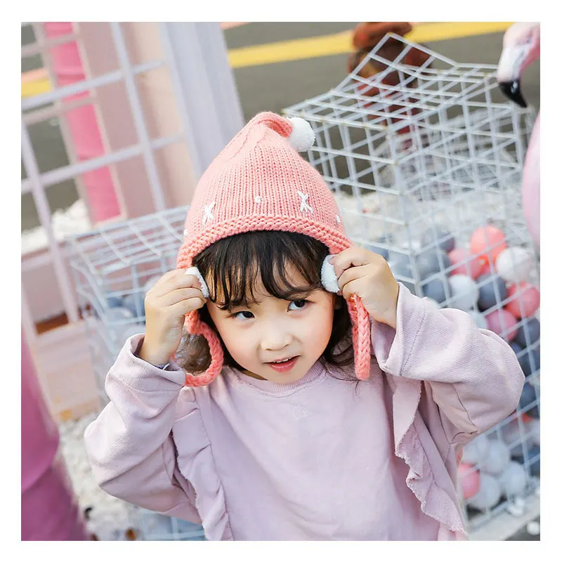 Хепберн, брендовая зимняя детская пушистый помпон, шапка для детей, детская шапка для мальчиков и девочек, уличная теплая шапка куполообразная шапка, 6-48 месяцев