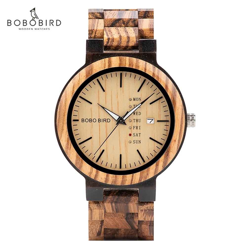Мужские наручные часы BOBO BIRD Wood мужские с автоматической датой кварцевые