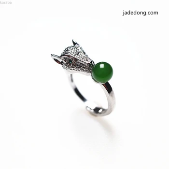 

LETSFUN New Women's Natural Green Jasper Leopard 925 Sterling Silver Women Ring