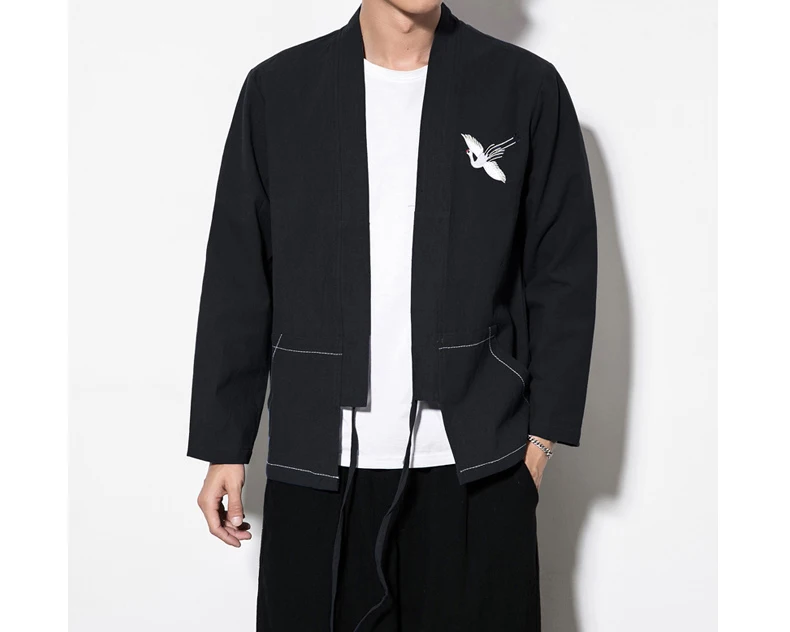Тан костюм куртки пальто мужские хлопок лен вышитые Hanfu мужской традиционный даосский халат одежда Китайский ретро размера плюс 5XL - Цвет: 4