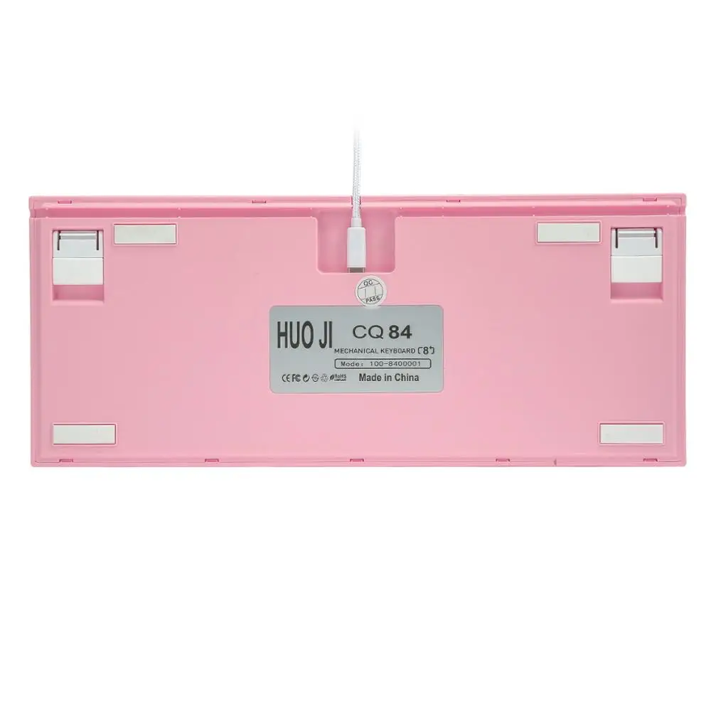 CQ84 Gaming Keyboard , RGB Led Backlighting ,Mechanical Switch Detachable Cable Compact Wired Keyboard For Gamer Office PC ,Pink