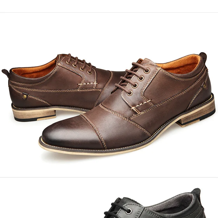 Мужская повседневная обувь; высококачественные оксфорды; Мужские модельные туфли из натуральной кожи; деловая официальная обувь; мужская обувь на плоской подошве размера плюс для свадебной вечеринки