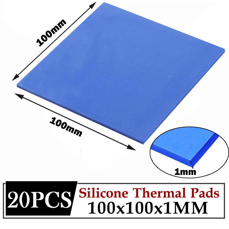Tichkess Smd 100 mm 100 mm mm Conjunto com 20 Peças de Chip ic Bloco Térmico Azul para Cpu Dissipador de Calor e Resfriamento Térmico Condutor de Silicone