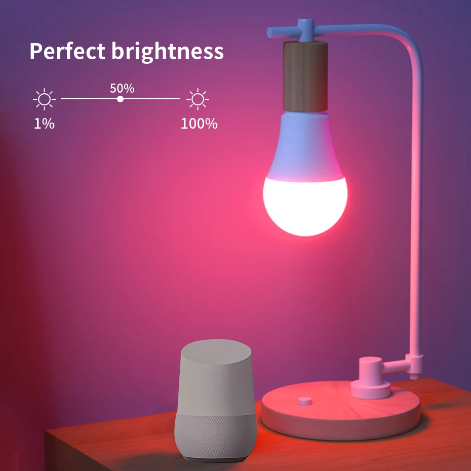Умная лампа CBE Tuya Яндекс Алиса управление 9 Вт E27 WiFi Светодиодная RGB освещение