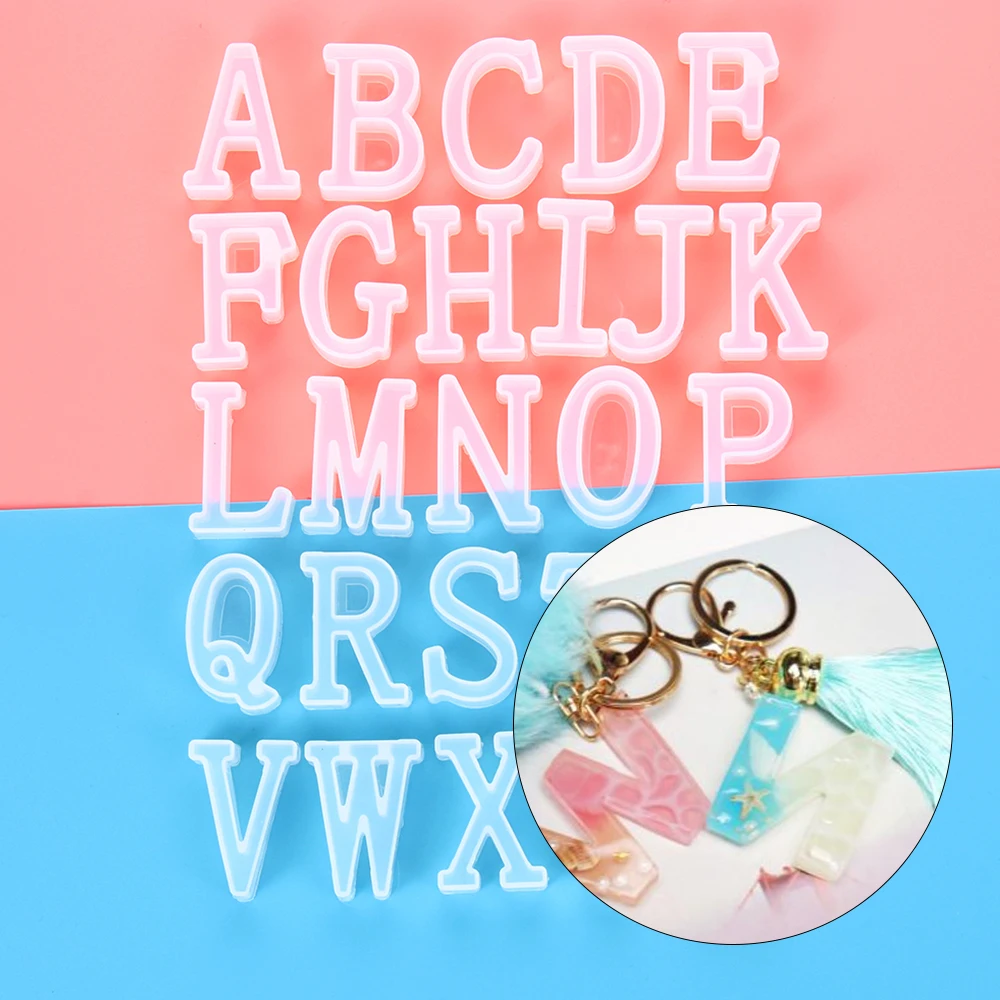 1PC English Letters UV Epoxy Resin Mold Alphabet Silicone Mould DIY Crystal Pendant Jewelry Key Chain Making Tools Clay Molds | Дом и сад