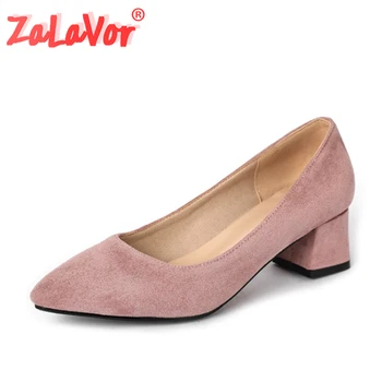 

ZALAVOR Fashion Women Pumps Shoes New Design Square High Heels Shoes Women Solid Color Pointed Toe Casual Footwear Size 33-43