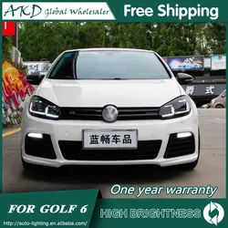 Фары для автомобиля VW Golf 6 MK6 2009-2013 DRL дневные ходовые огни головная лампа светодиодный Биксеноновая лампа Противотуманные фары, аксессуары