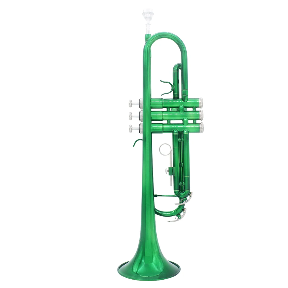 Green Trumpet Bb Flat Professional Brass Musical Instrument Exquisite Durable Trompete Mouthpiece Gloves Strap Case Accessories