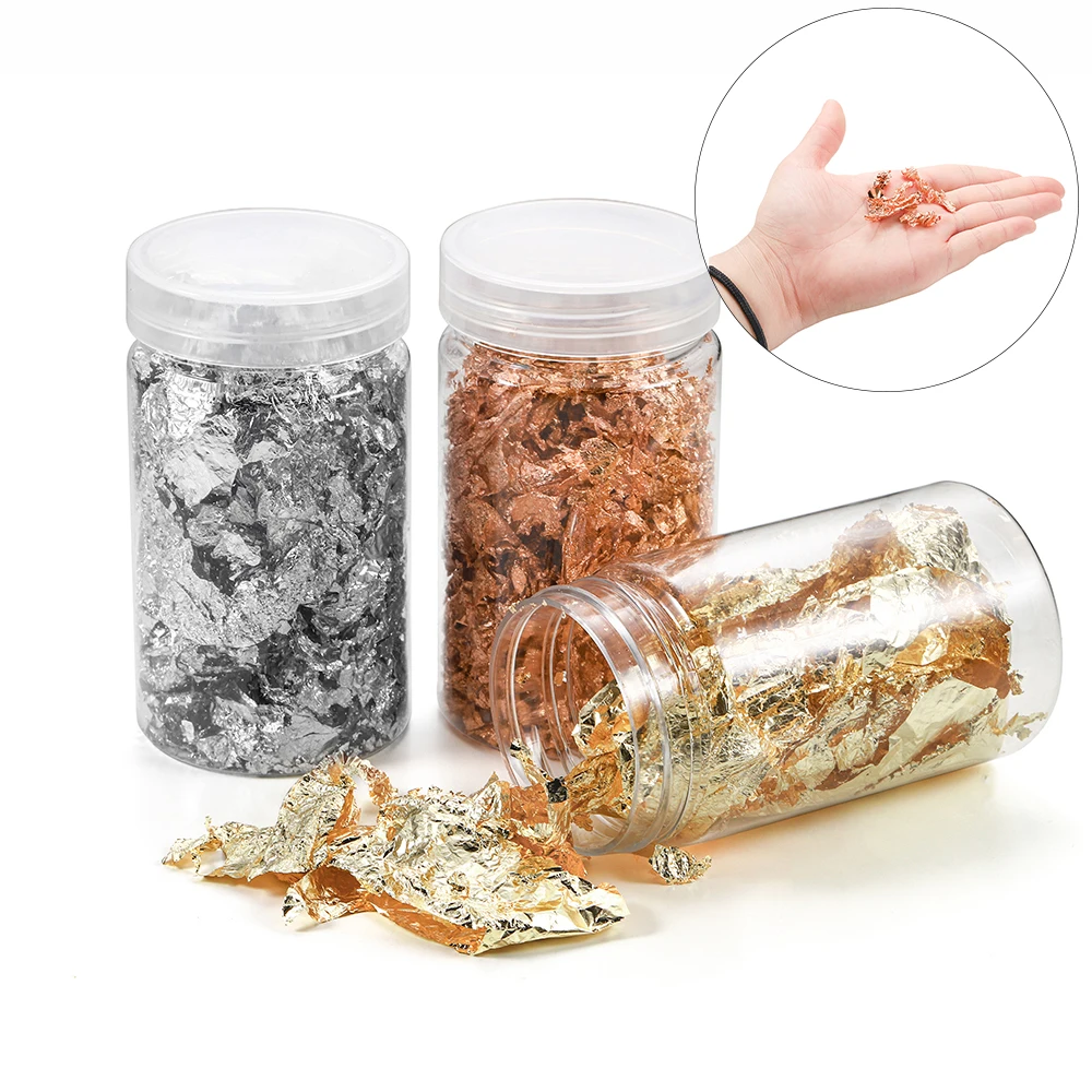 

Shiny Leaf Jewelry Filling Gold Silver Foil Resin Art Decoration Handicrafts Gilding Decoration For DIY Jewelry Making Supplies