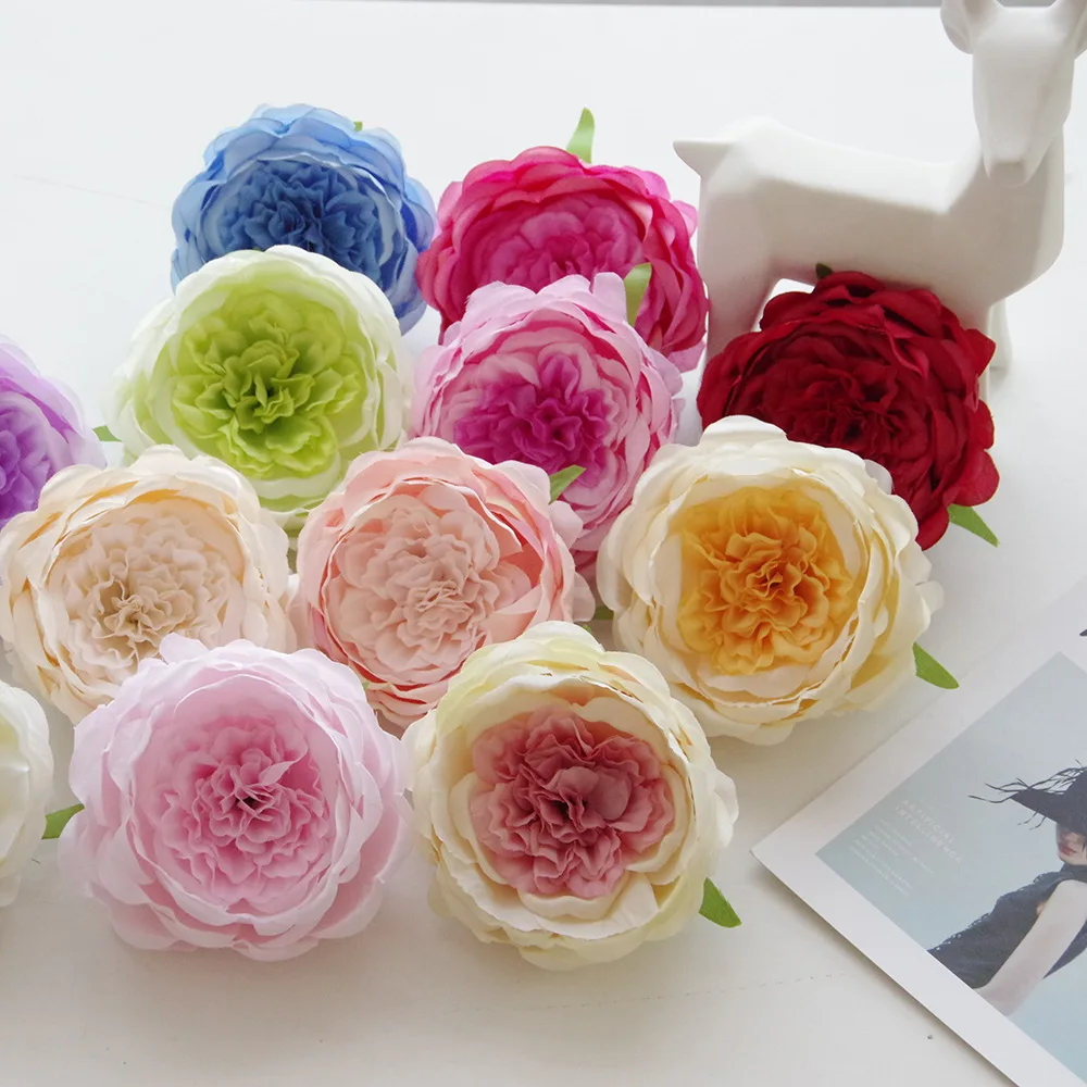 20pcs 12cm Artificial Rose Flower Heads Silk Decorative Flower Party
