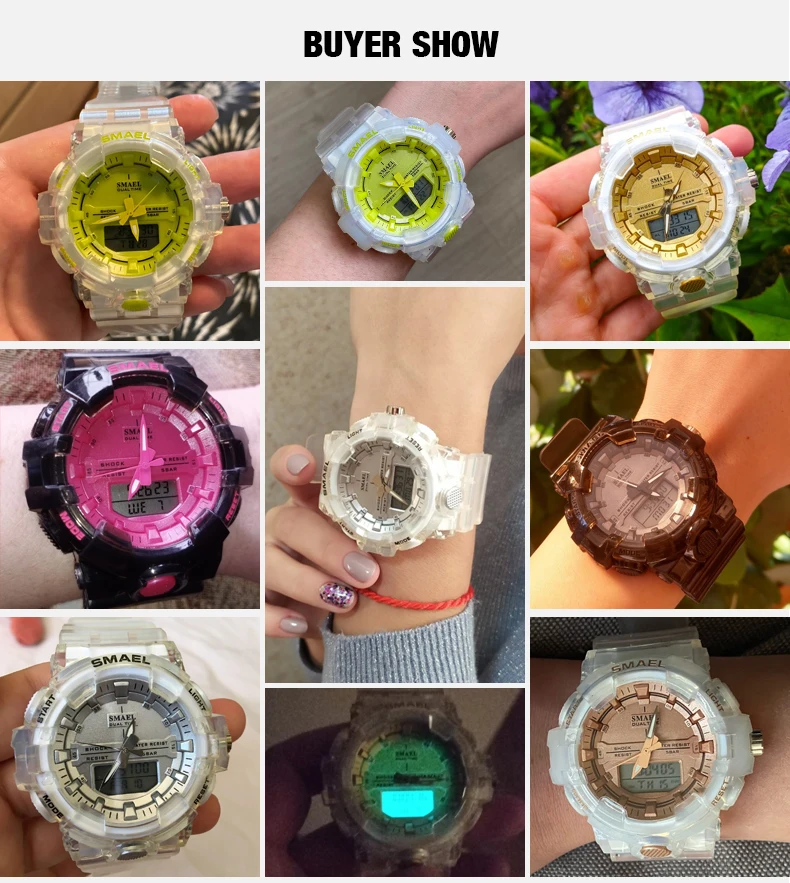 Woman Watch Quartz SMAEL Sports Watches Kids 50M Waterproof Wristwatches Jelly Starp Clock 8025 Children Clocks Lady Watch Women