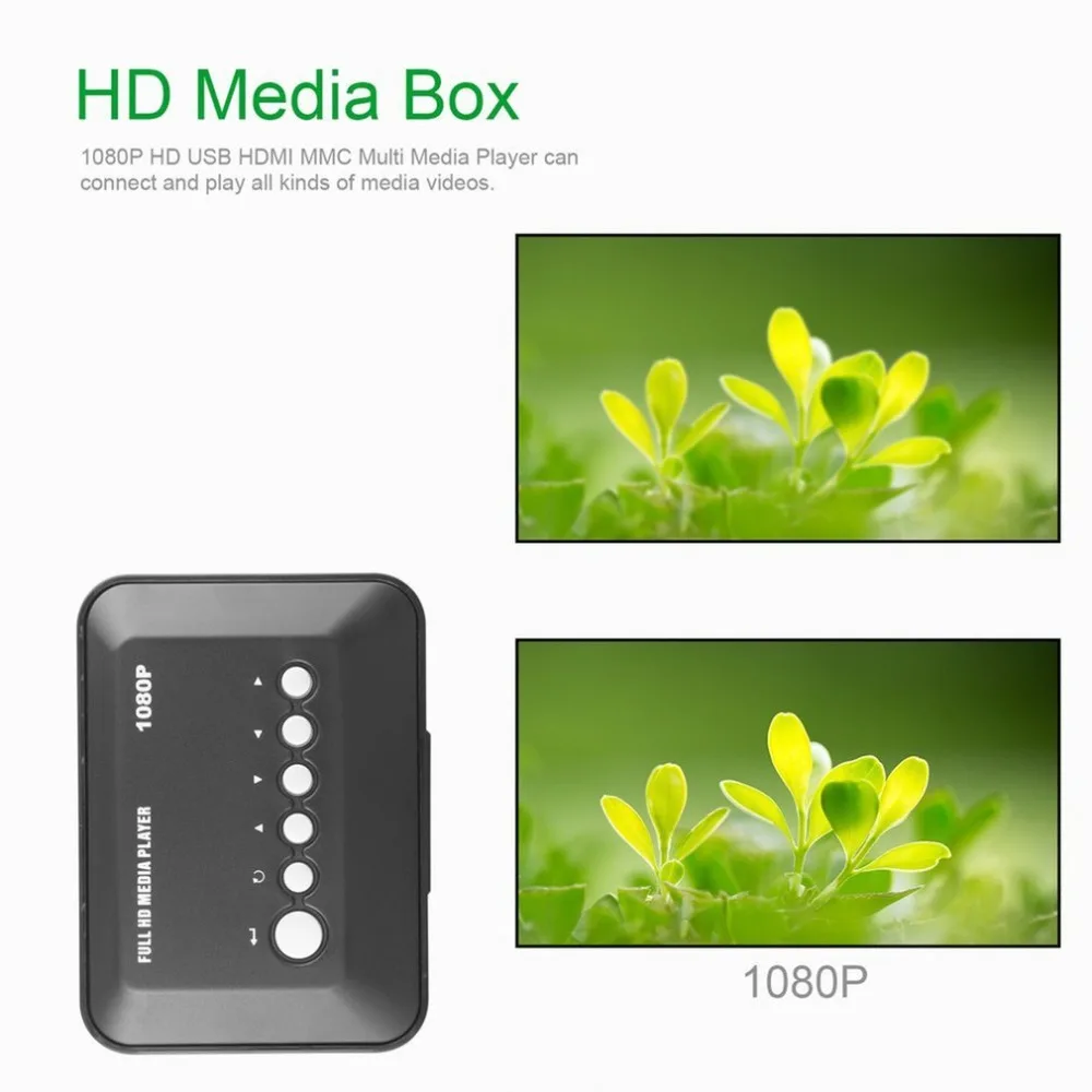 DC 5 В 2A HD 1080P USB HDMI медиаплеер коробка SD/MMC ТВ видео SD MMC RMVB MP3 Мульти ТВ с ИК-пультом дистанционного управления