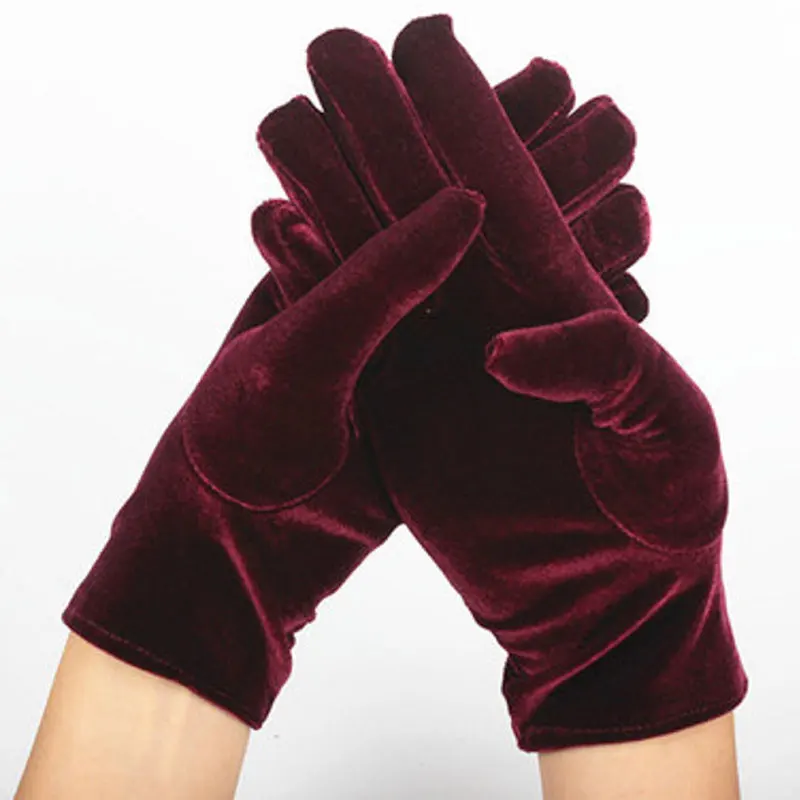 Women Velvet Gloves Soft Elastic Full Finger Gloves Ladies Etiquette