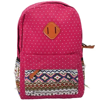 

3 pcs/set Polka Dot Printing Women Backpack Cute Lightweight Canvas Bookbags Middle High School Bags for Teenage Girls, Purple