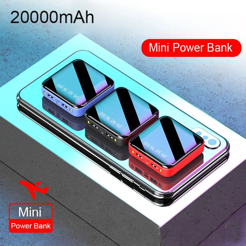 Mini Power Bank 20000mAh For Xiaomi Mi Powerbank Pover Bank Charger Dual Usb Ports External Battery Poverbank Portable