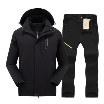 

3 In 1 Ski Suit For Men Winter Mountain Ski Pants And Snowboard Jackets Set Male Waterproof Windproof Warm Snow Trousers Brands