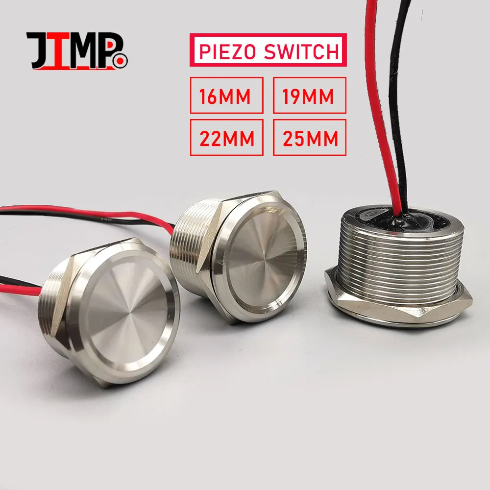 Interruptores Piezo Impermeáveis de do Toque Botão Momentâneo Capacitivo Aberto Normal 16 mm 19 mm 22 mm 25 mm Aço Inoxidável