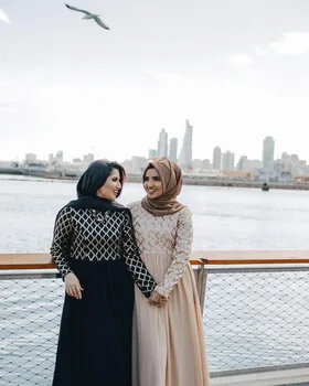 

2019 new high-end hot fashion temperament double-layer dress Dubai robes Muslim clothing Abaya Islamic clothing women's clothing